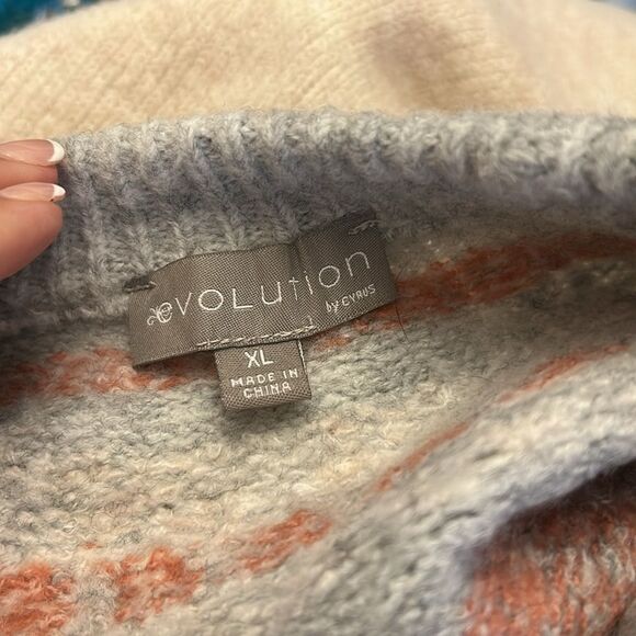 Evolution by Cyrus cream gray mauve long sleeve sweater Size XL EUC - Picture 5 of 6